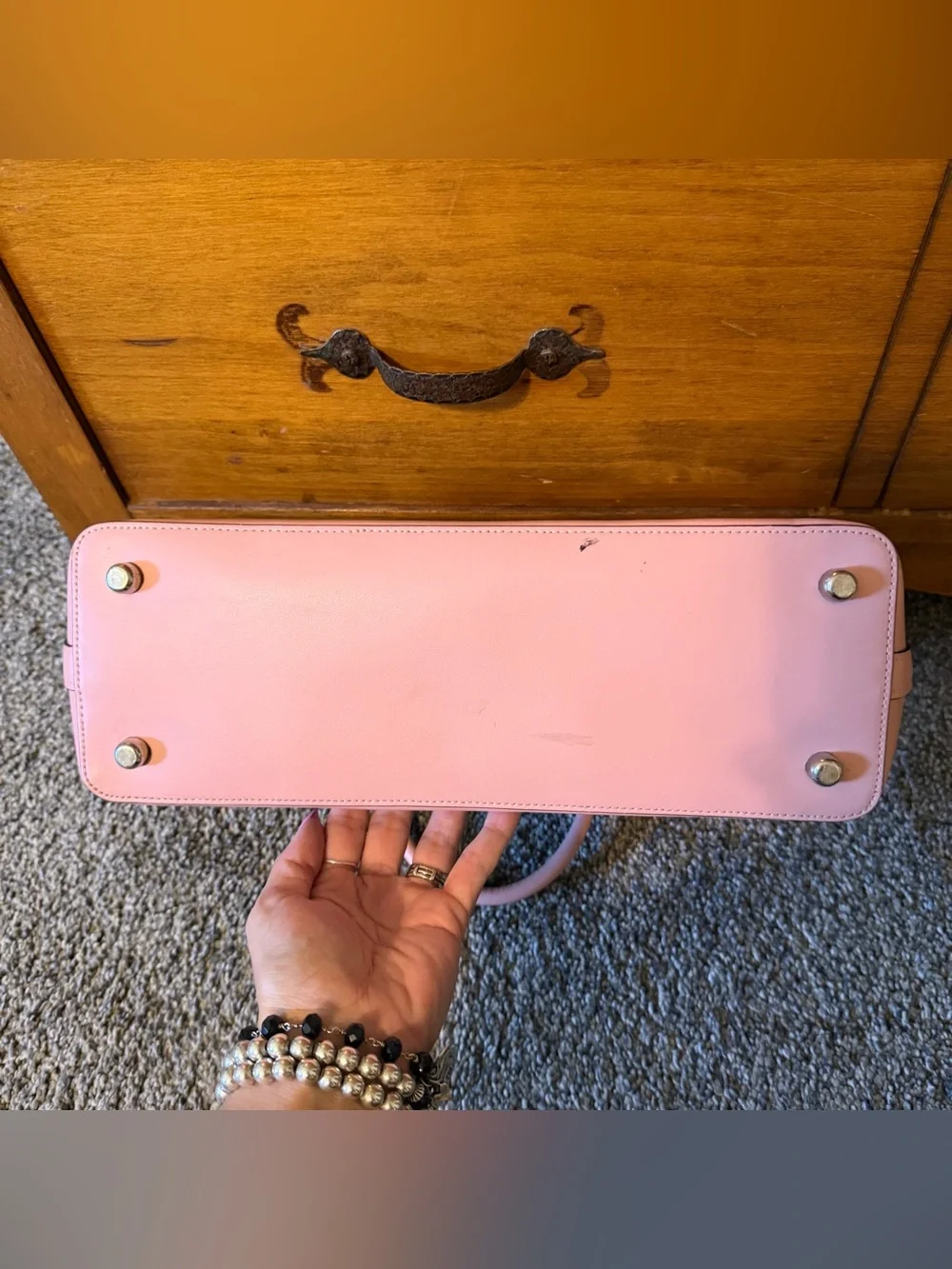 Coach Sierra Pink Trim Brown Signature Dome Satchel